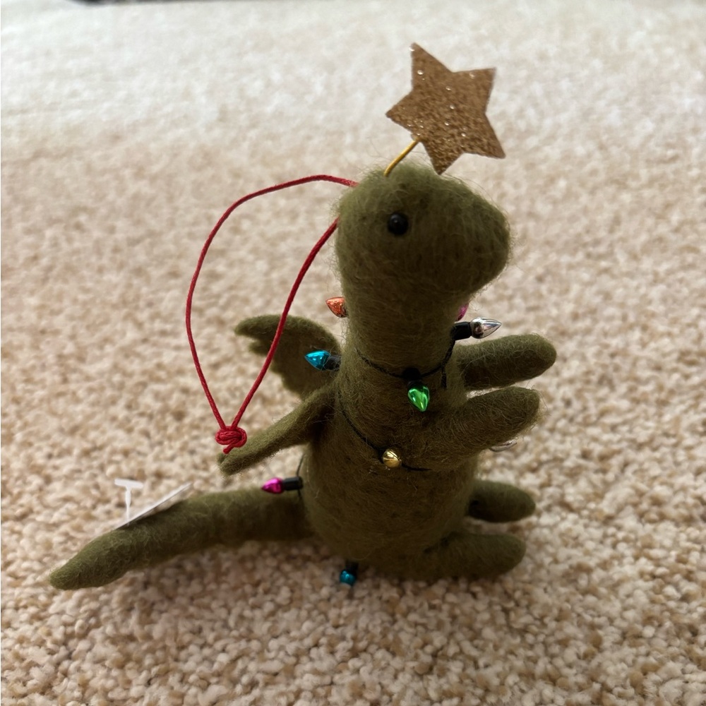 Green Dinosaur Christmas Ornament
